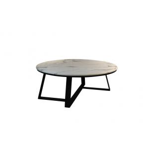 China Metal Frame Round Wood Coffee Table ODM For Modern Home Furniture supplier