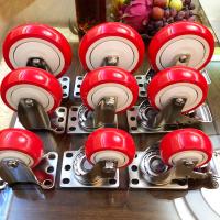 China 5 Inch Medium Duty Red PU Swivel Locking Stainless Steel Casters With Dust Covers on sale