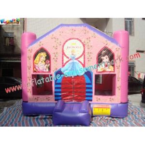 0.55mm PVC Tarpaulin Kids Pink Princess Inflatable Moonwalk Commercial Bouncy Castles