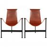 Mid Century Leather Sling Lounge Chair / Modern Contemporary Lounge Chair
