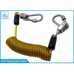 Anti Lost Coiled Wire Cable Tool Lanyard With Aluminum Screw Lock Carabiner