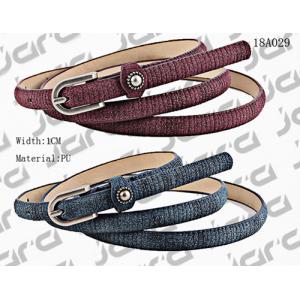 China 1cm Width Special Fabric PU Thin Womens Belt With Metal Studs In The Loop supplier