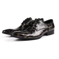 China Crocodile Style Mens Black Brogue Shoes , Fashion Nightclub Genuine Snakeskin Shoes on sale