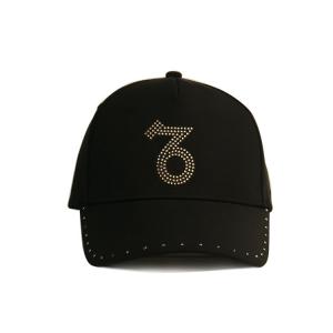 China Rhinestone Logo Small Baseball Cap / New Style Women Black Cotton Twill Cap Hat supplier