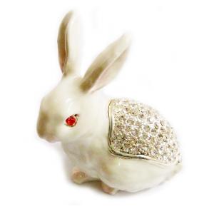 Easter Rabbit Bejeweled Trinket Box Rabbit Jewelry Trinket Box Necklace Ring Holder Easter Easter Bunny Trinket Box