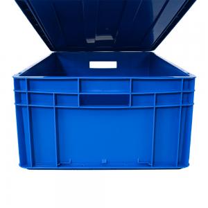 China Foldable 300*200*148mm Stackable Plastic Turnover Box with Lids Orange Industrial Crates supplier