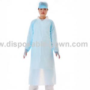 China Antibacterial Polythene Disposable Long Sleeve Gown For Clinic supplier