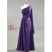 China 2013 A-line One shoulder Small Train Pleated Chiffon Regency Evening dresses for sale
