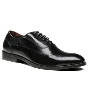 China Flats Mens Black Oxford Shoes Comfortable Insole Lacing Business Dress Shoes supplier