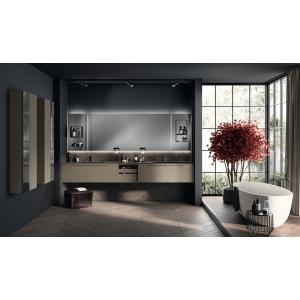 Beige Brown Customized Bathroom Modern Double Sink Bathroom Cabinet