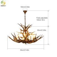 China E14 Rustic Deer Antler Chandelier Lighting 8 Light Large Resin on sale