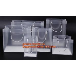 plastic clear heat seal square bottom pp bag with plastic handle,gift bag transparent shopping handle bag bagease pac