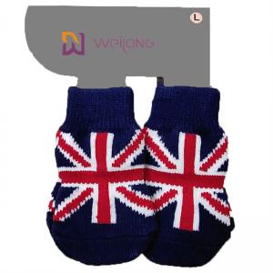 China Customized Dog Sock Knitting Patterns Union Jack 95% Cotton 5% Spandex supplier