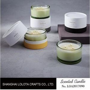 China Soy Wax Scented Jar Candle In The Green Bottle With Customized Round White Box supplier