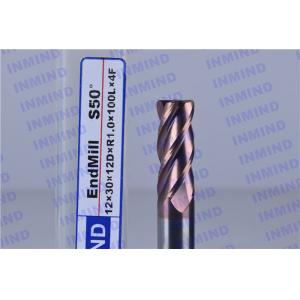 China 10mm/12mm Corner Radius end mill upto HRC65 4 Flute  high hardness R0.5 Corner  TiSiN Coating supplier