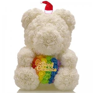 China Long Lasting Preserved 40cm Size Roses Bear with Gift box That Lasting 3 Years  Valantines day gift supplier