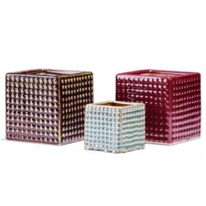 Small Square 12x12x12cm Glazed Ceramic Indoor Pots