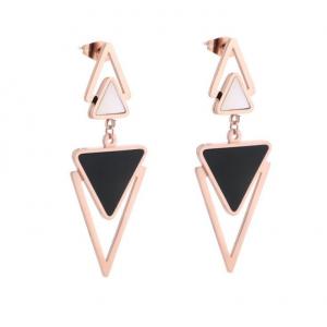 China Wholesale Fashion Jewelry Stainless Steel Rose Gold Earrings For Women Black Drop Pendant supplier