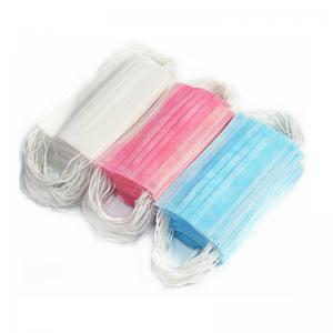 Safety Filter 3 Ply Disposable Nose Mask Blue Pink Yellow Color Available