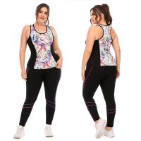 China Nylon Plus Size Crop Top And Leggings Printed Quick Drying Yoga Set clothes on sale