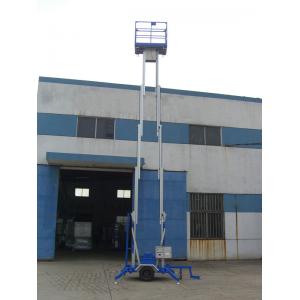 China Durable 200Kg Loading Hydraulic Lift Platform Towing Type Lifting 8m Dual Mast supplier