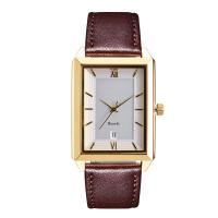 China Square Shape Cowhide Strap Roman Scale Dial Big Date Watch For Lover on sale