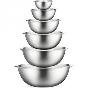 6pcs Stacking Nesting Stainless Steel Mixing Bowls For Space Saving Storage