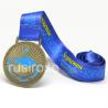 Kazakhstan 3D antique bronze medals customized, with blue ribbon medal