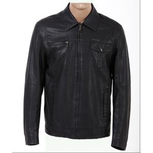 China Custom Classic, Plus Size, Black Mens Western Motorcycle Fleece Lined Leather Jacket supplier