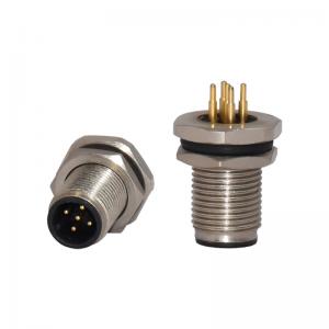 China M12 Watreproof IP67 5pin Male Front Fastened Fix Screw Panel Mount 4A 250V D/C Connector supplier