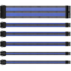 Extension Cord 24 Pin 4+4Pin GPU PCI-E 6+2 pin 6pin  Extension Power Cable Kit Sleeved PSU Cable with Cable Comb Black Blue