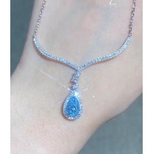 China Blue Pear Lab Created Diamond Necklace 1.5 Carat supplier