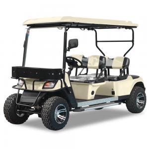 White 2 Rows 4 Seater Golf Cart Customizable Color With Front Basket Eazy Drive