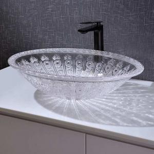 Oval Shape Wash Basin Bowl Counter Top Crystal Clear Vanity 530mm Length