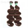 Dark Brown Real Body Wave Human Hair Weave , Natural Remy Curly Hair Extensions