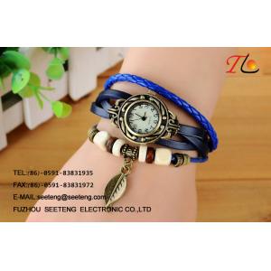 Fashion Vintage watches ladies watches with colorful beads bracelet and leather braided band