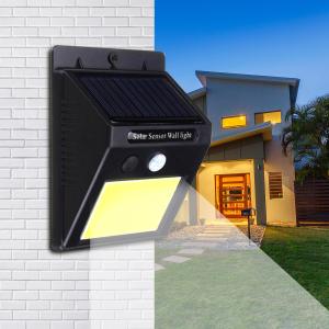 China Lâmpada solar de parede de pátio iluminada de 4 lados Sensor de movimento Luz solar 76LEDs 100LEDs 114LEDs IP65 luz de pátio exterior supplier