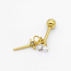 Clear Cz Gems Gold Ear Studs Helix Piercing Earrings 16G With Cross Dangle