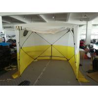 China Outdoor Festival Fishing Tent PU Coated 200D Polyester Oxford Fiberglass Pole White And Yellow Pop Up Camping Canopy on sale