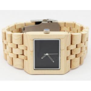 China Swiss Movement Square Face Wooden Watches 3 ATM Waterproof Custom Made supplier