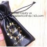 promotional fancy small waterproof black pu drawstring leather bag for money