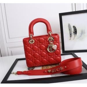 Lady Red Lambskin My Abcdior Dior Cannage Shoulder Bag D6806