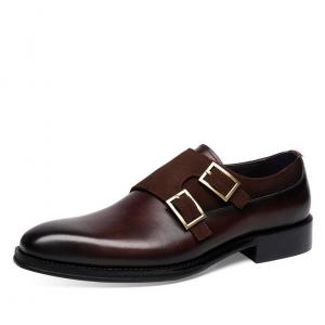 China Breathable Men's Dress Shoes Wear Resistant   Handmade Double Monk Strap Shoes supplier