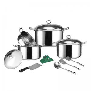 Fancy design 12pcs stainless steel cookware set with metal lid