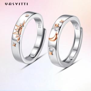 China 0.35cm 1.2g Moon And Star Ring 18k Gold Plated Couple Silver Rings supplier