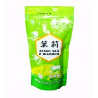 China Shiny Peak Green Tea Bags Packaging Stand Up Aluminum Foil Jasmine Pouch on sale