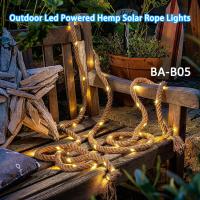 Outdoor IP44 Waterproof LED Holiday Lights 60 LEDs Hemp Solar Fairy Rope Lights