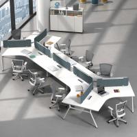 China White L Shape Modular Open Space Desk 6 Person Office Workstation on sale