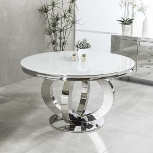 120cm Round White Marble Top Dinning Table With SS Base