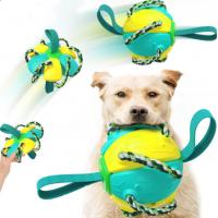China Rubber Green Cotton Rope Ball Toys For Dogs Rope Toys on sale